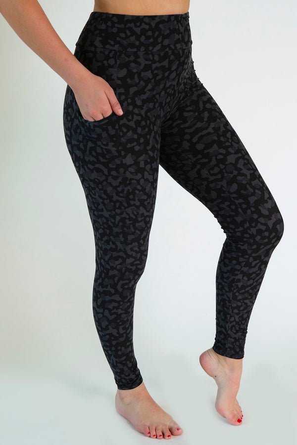 Black Animal Print Pocket Leggings