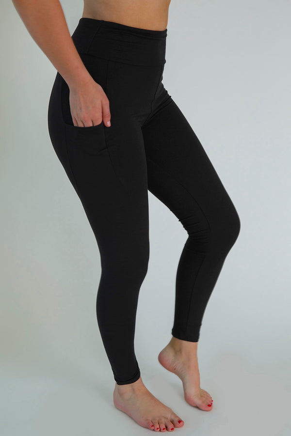 Black Solid Pocket Leggings