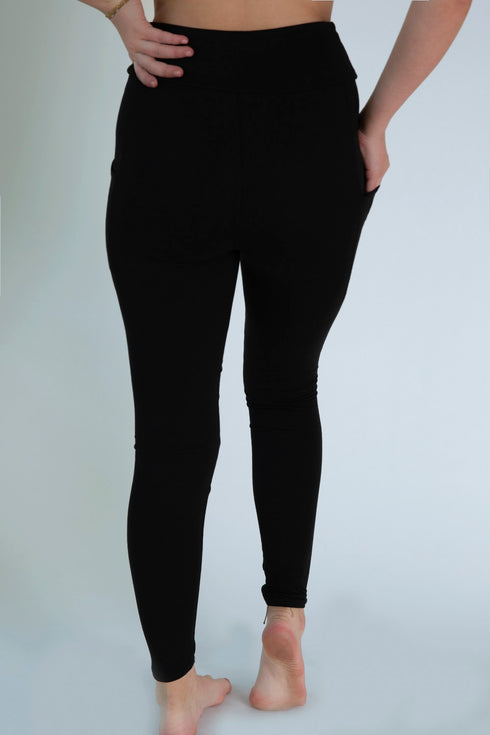 Black Solid Pocket Leggings