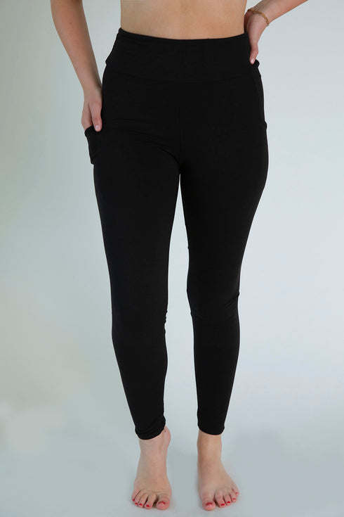 Black Solid Pocket Leggings