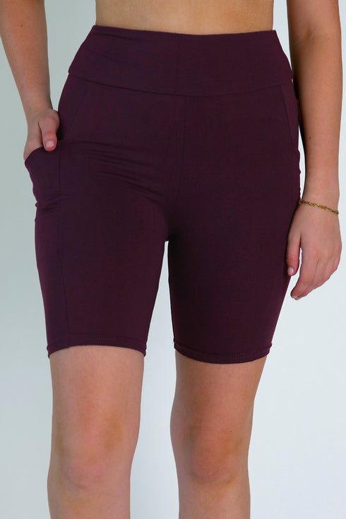 Burgundy Biker Shorts