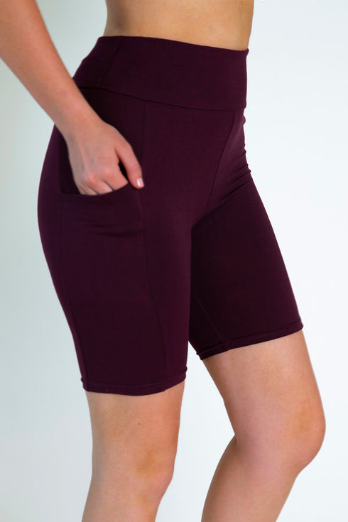 Burgundy Biker Shorts