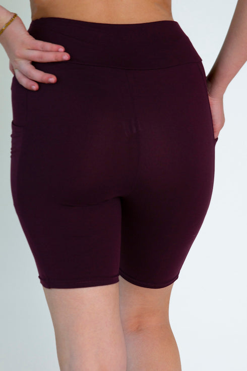 Burgundy Biker Shorts