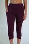 Burgundy Solid Capri Pocket Leggings