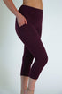 Burgundy Solid Capri Pocket Leggings