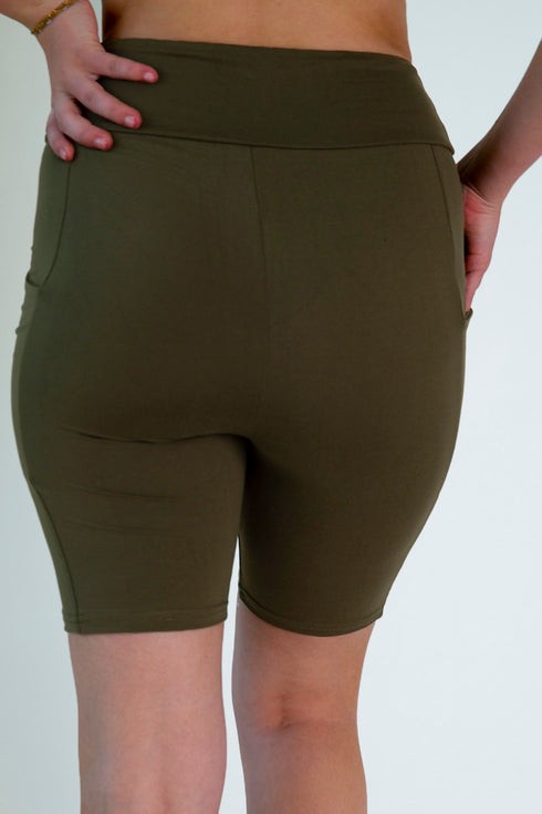 Dark Olive Biker Shorts