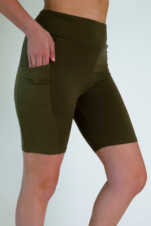 Dark Olive Biker Shorts