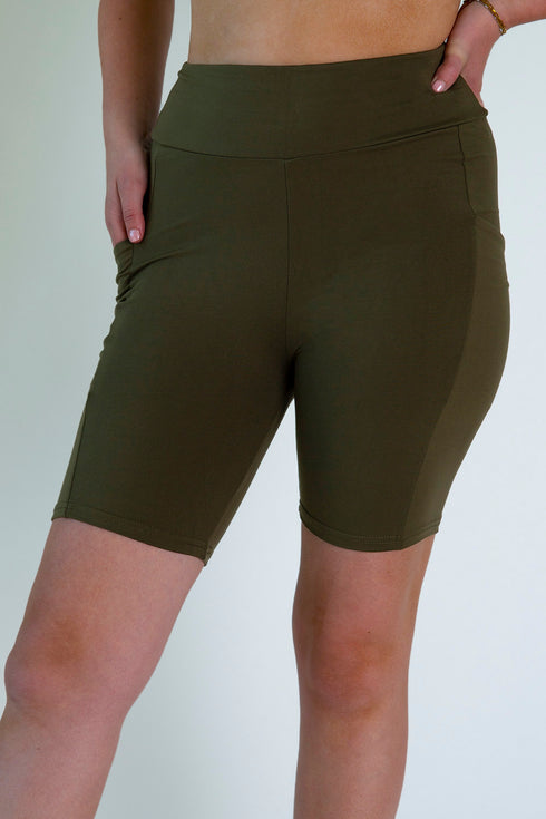 Dark Olive Biker Shorts