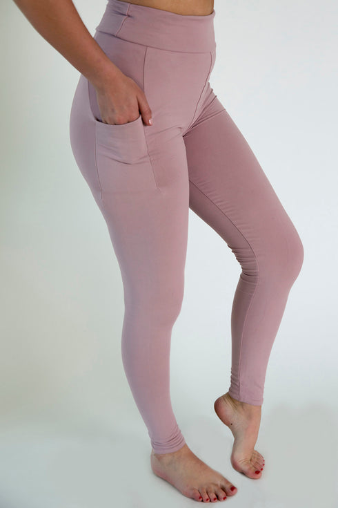 Dusty Rose Solid Pocket Leggings