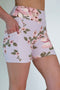 Light Pink Floral Yoga Shorts