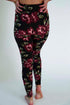 Black and Burgundy Floral Print Leggings