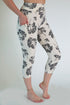 Cream and Black Print Capri Pocket Leggings