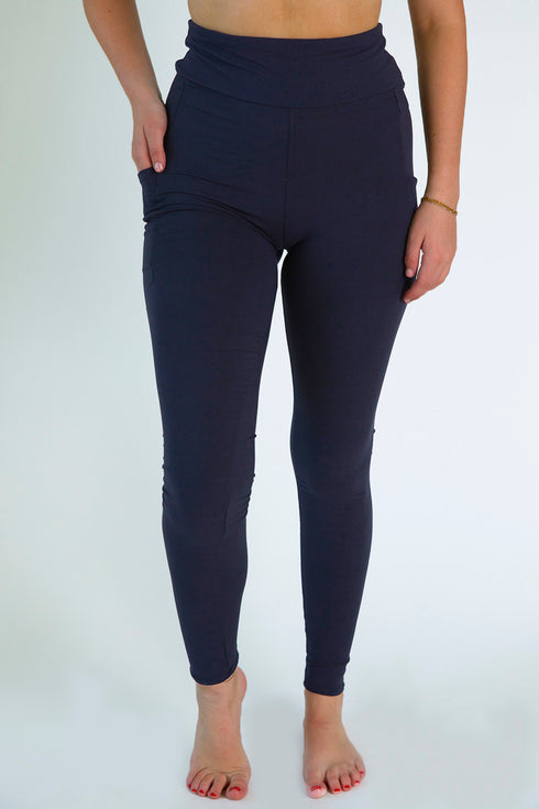 Navy Solid Pocket Leggings