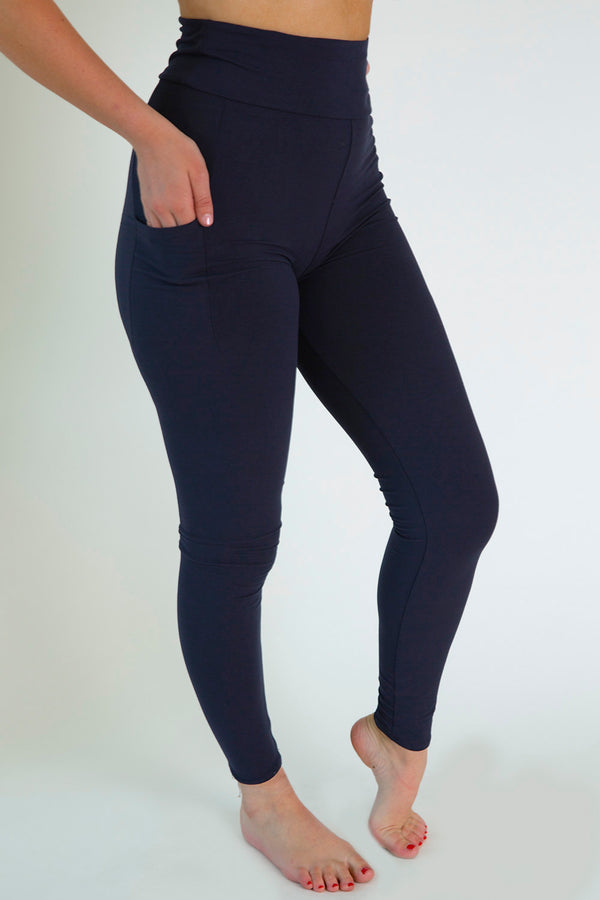 Navy Solid Pocket Leggings
