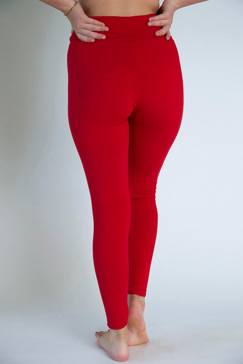 Red Solid Leggings