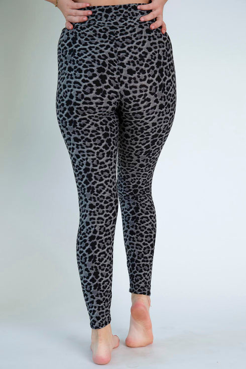 Gray and Black Leopard Print Leggings