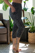 Gray and Black Print Capri Pocket Leggings